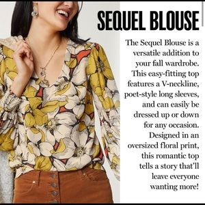 Cabi Sequel Blouse - feminine blouse with tangerine & mustard floral . LS M